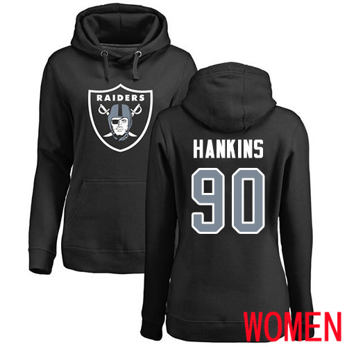 Oakland Raiders Black Women Johnathan Hankins Name and Number Logo NFL Football #90 Pullover Jersey